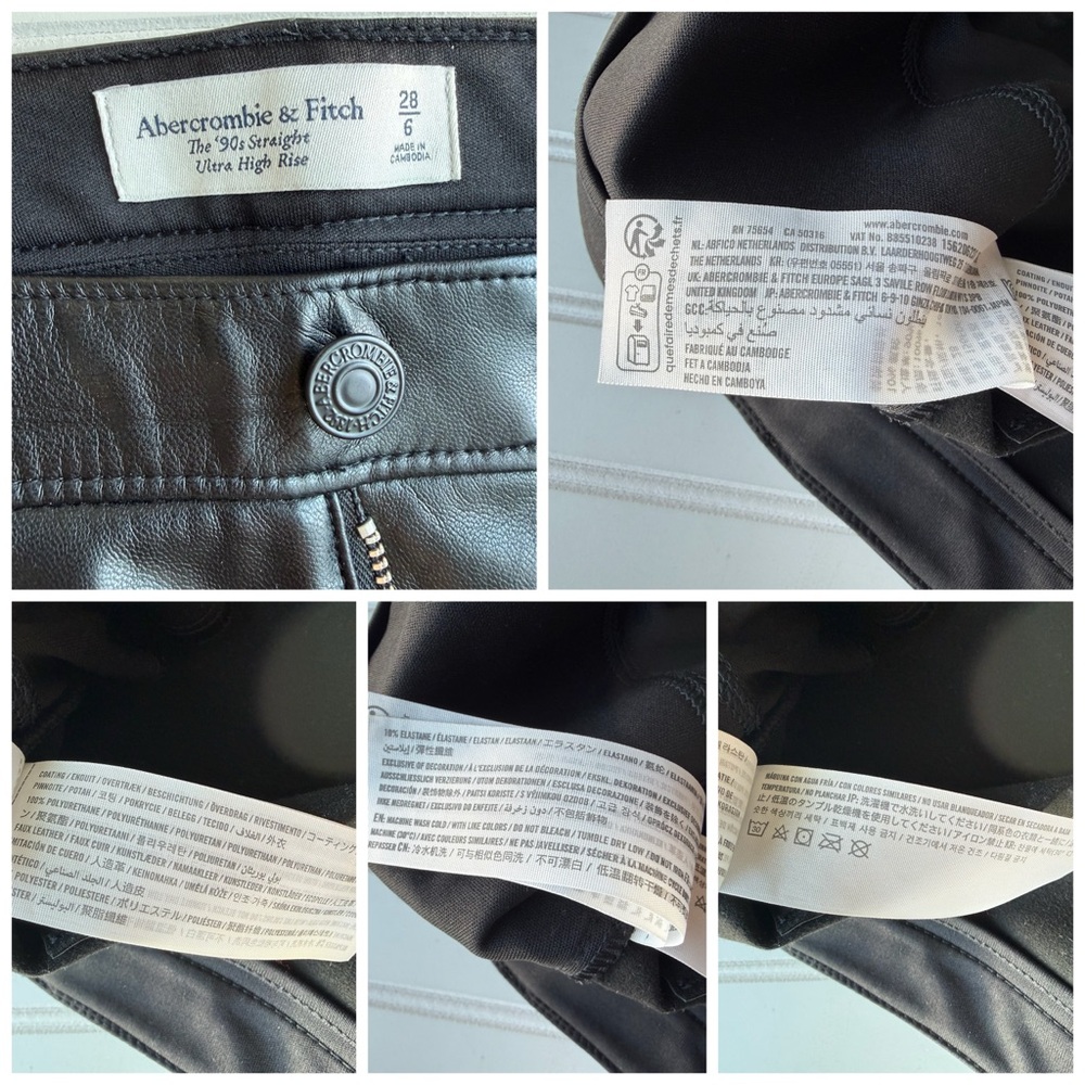 Abercrombie & Fitch Vegan Faux Leather Pant Black Size 28/6 NWOT Straight 90’s - Picture 7 of 9